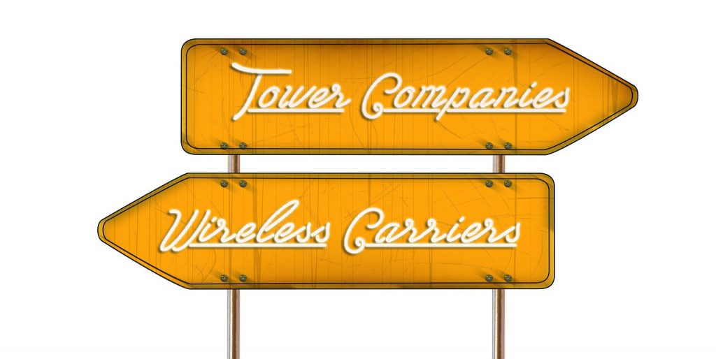 Graphic of sign showing two directions for tower companies and wireless carriers