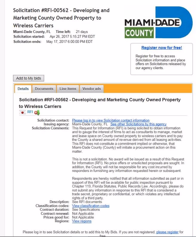 Image of Miami Dade RFI Request