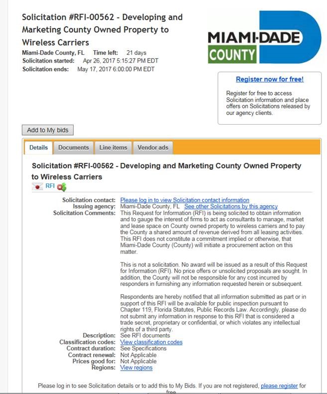 Image of Miami Dade RFI Request