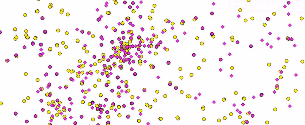 Map with T-Mobile and Sprint cell sites.