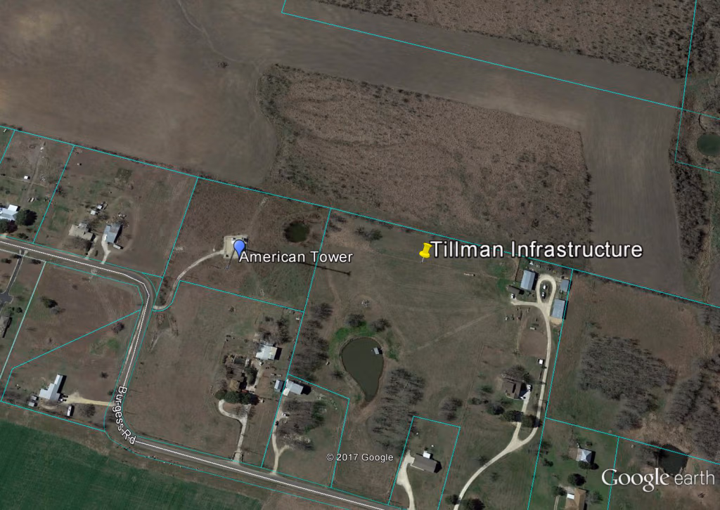 Aerial photo showing tower locations
