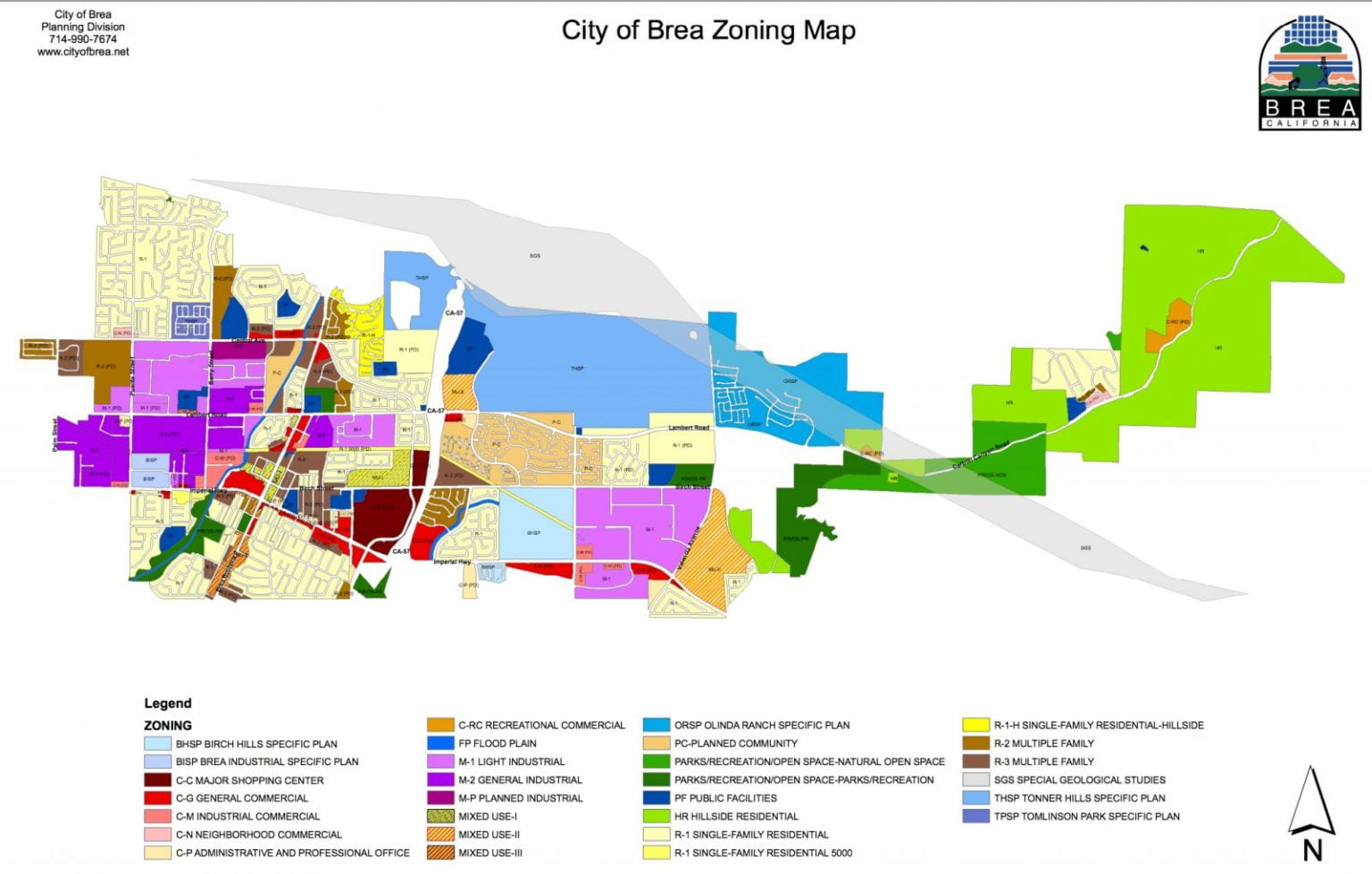 The City of Brea Zoning Map
