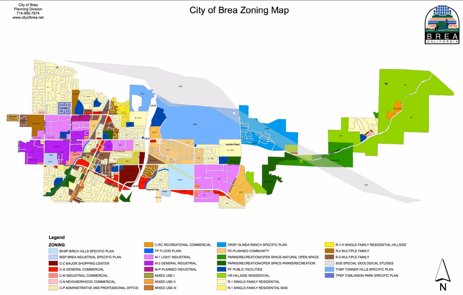 The City of Brea Zoning Map